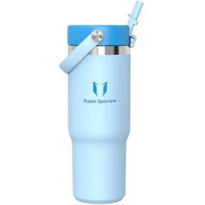 Super Sparrow Sparrow Borraccia Termica con Cannuccia 20Oz/30Oz/40Oz -Bicchiere Termico Borracce Termiche Acciaio Inox, Bottiglia Termica Tazza Mug, Antigoccia senza BPA, Caldo e Freddo, Lavastoviglie, per Auto Super Sparrow Sparrow Borraccia Termica con Cannuccia 20Oz/30Oz/40Oz -Bicchiere Termico Borracce Termiche Acciaio Inox, Bottiglia Termica Tazza Mug, Antigoccia senza BPA, Caldo e Freddo, Lavastoviglie, per Auto