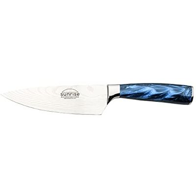 Rio Coltello da chef Sunrise Collection 6", acciaio inossidabile con manici in resina, blu zaffiro Rio Coltello da chef Sunrise Collection 6", acciaio inossidabile con manici in resina, blu zaffiro