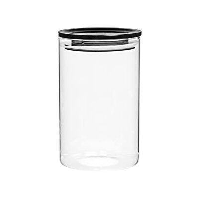 H&H Barattolo in Vetro Borosilicato, con Tappo Ermetico in Plastica, Grigio Fumè, cc900 H&H Barattolo in Vetro Borosilicato, con Tappo Ermetico in Plastica, Grigio Fumè, cc900