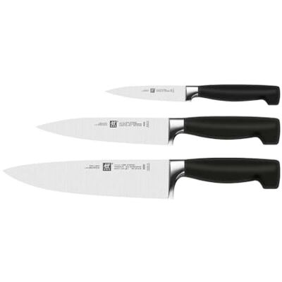 ZWILLING Four Star set di coltelli da cicoma 3 pezzi, acciaio speciale inox, nero, Made in Germany ZWILLING Four Star set di coltelli da cicoma 3 pezzi, acciaio speciale inox, nero, Made in Germany
