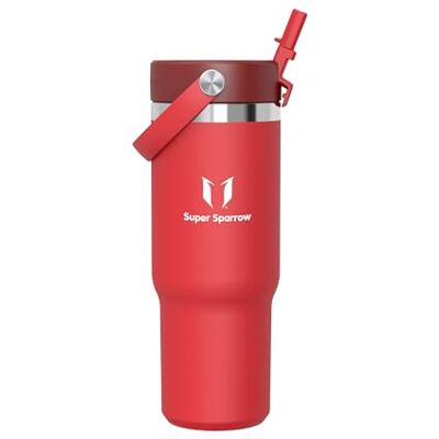 Super Sparrow Sparrow Borraccia Termica con Cannuccia 20Oz/30Oz/40Oz -Bicchiere Termico Borracce Termiche Acciaio Inox, Bottiglia Termica Tazza Mug, Antigoccia senza BPA, Caldo e Freddo, Lavastoviglie, per Auto Super Sparrow Sparrow Borraccia Termica con Cannuccia 20Oz/30Oz/40Oz -Bicchiere Termico Borracce Termiche Acciaio Inox, Bottiglia Termica Tazza Mug, Antigoccia senza BPA, Caldo e Freddo, Lavastoviglie, per Auto