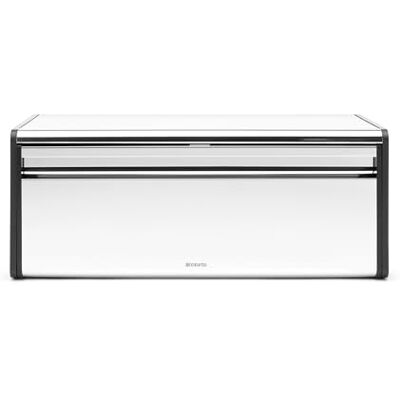 Brabantia Fall Front Portapane, Grande Contenitore da Banco per Pane, Bagel, Panini, Design Salvaspazio con Piano d'Appoggio, Brillant Steel Brabantia Fall Front Portapane, Grande Contenitore da Banco per Pane, Bagel, Panini, Design Salvaspazio con Piano d'Appoggio, Brillant Steel