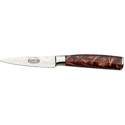 Rio Sunrise Collection Coltello multiuso da 3,5 pollici, acciaio inossidabile con manici in resina, marrone ambrato Rio Sunrise Collection Coltello multiuso da 3,5 pollici, acciaio inossidabile con manici in resina, marrone ambrato