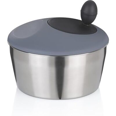 kela Centrifuga per insalata in acciaio inox con coperchio 24,5 cm, Salad Spinner, colino in plastica per centrifughe per insalata o scolapasta per verdure, frutta, penne, ROMY, opaco kela Centrifuga per insalata in acciaio inox con coperchio 24,5 cm, Salad Spinner, colino in plastica per centrifughe per insalata o scolapasta per verdure, frutta, penne, ROMY, opaco