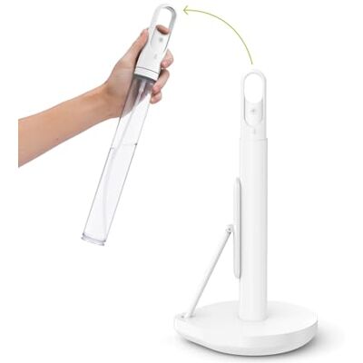 simplehuman Standing Paper Towel Holder with Spray Pump, White Stainless Steel simplehuman Standing Paper Towel Holder with Spray Pump, White Stainless Steel