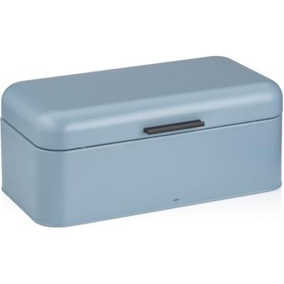 kela FRISCA Contenitore per il pane in metallo con fori di ventilazione, 42,5 x 22,5 x 17,5 cm, grande contenitore per il pane con coperchio ribaltabile, colore blu kela FRISCA Contenitore per il pane in metallo con fori di ventilazione, 42,5 x 22,5 x 17,5 cm, grande contenitore per il pane con coperchio ribaltabile, colore blu