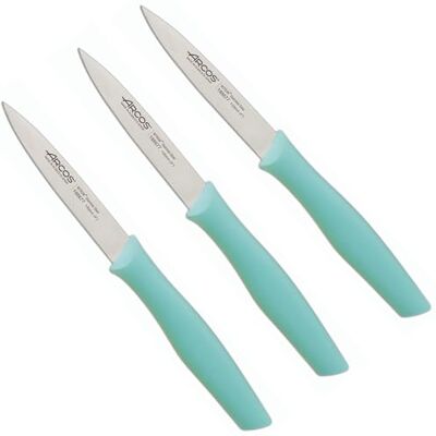 Arcos Nova Set di 3 Coltelli Mondatori da 100millimetri per Sbucciare Frutta e Verdura Coltelli da Sbucciatura in Acciaio Inossidabile e Manico in Polipropilene Colore Menta Arcos Nova Set di 3 Coltelli Mondatori da 100millimetri per Sbucciare Frutta e Verdura Coltelli da Sbucciatura in Acciaio Inossidabile e Manico in Polipropilene Colore Menta