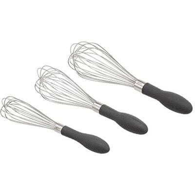 Set di fruste in filo di acciaio inossidabile Amazon Basics - 3 pezzi Set di fruste in filo di acciaio inossidabile Amazon Basics - 3 pezzi
