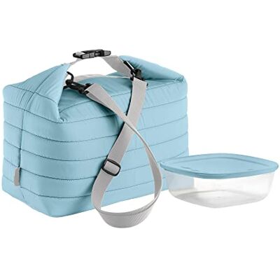 Guzzini On The Go, Set Borsa Termica Grande con Contenitore Blu Opaco, Borsa 30 x 18 x h30 cm, Contenitore 19,6 x 19,6 x h7 cm, 1400 cc 03134 Guzzini On The Go, Set Borsa Termica Grande con Contenitore Blu Opaco, Borsa 30 x 18 x h30 cm, Contenitore 19,6 x 19,6 x h7 cm, 1400 cc 03134