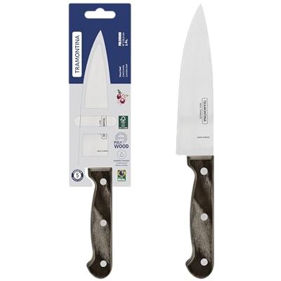 Tramontina Coltello da Chef Polywood in Acciaio Inox e Manico in Legno Castagno 15 cm Tramontina Coltello da Chef Polywood in Acciaio Inox e Manico in Legno Castagno 15 cm