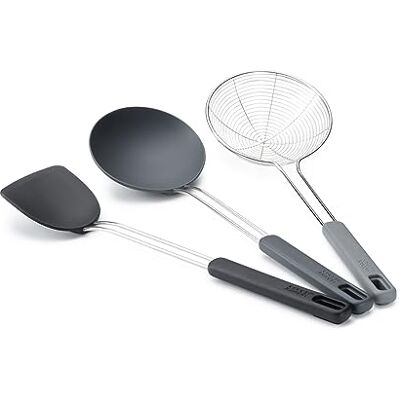 Joseph Joseph Nest Fusion Set di 3 Utensili per Wok in Silicone Acciaio Inox, Spatola, Cucchiaio e Schiumarola, senza BPA, Antiaderente, Resistente al Calore Joseph Joseph Nest Fusion Set di 3 Utensili per Wok in Silicone Acciaio Inox, Spatola, Cucchiaio e Schiumarola, senza BPA, Antiaderente, Resistente al Calore