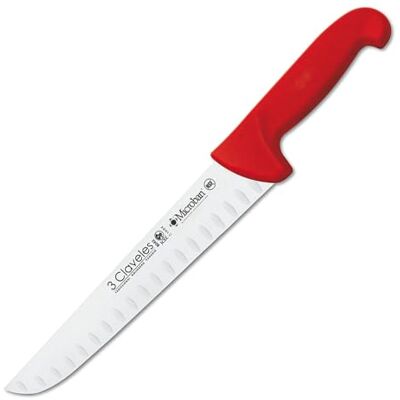 3 Claveles Cuchillo Carnicero Alveolado Proflex, Acero Inoxidable, Rojo, 24 cm-9.5 3 Claveles Cuchillo Carnicero Alveolado Proflex, Acero Inoxidable, Rojo, 24 cm-9.5