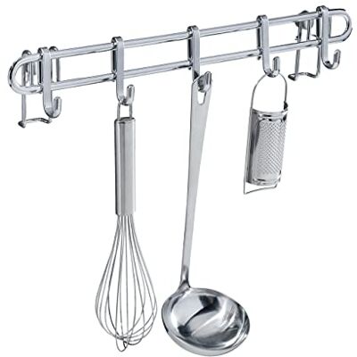 Wenko Barra con 5 ganci Style, Metallo cromato, 40 x 6.5 x 3 cm, Argento lucido Wenko Barra con 5 ganci Style, Metallo cromato, 40 x 6.5 x 3 cm, Argento lucido