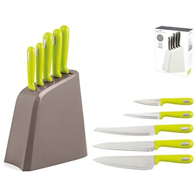 H&H Ceppo 5 Coltelli, Acciaio/Inox, Shark, Manico In Polipropilene, Verde H&H Ceppo 5 Coltelli, Acciaio/Inox, Shark, Manico In Polipropilene, Verde