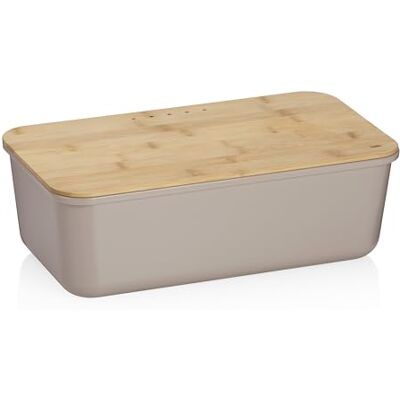 kela Portapane Apart, plastica PET con coperchio in bambù FSC, grigio chiaro, coperchio utilizzabile come tagliere, kela Portapane Apart, plastica PET con coperchio in bambù FSC, grigio chiaro, coperchio utilizzabile come tagliere,