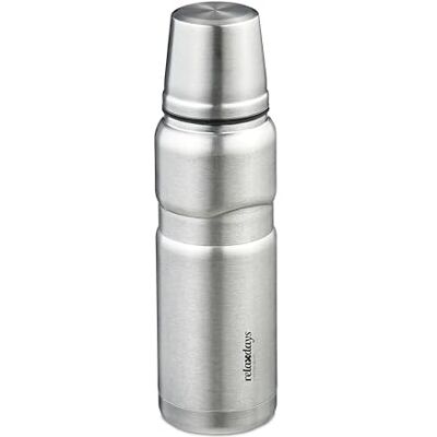 Relaxdays Borraccia Termica, 500 ml, Bottiglia Riutilizzabile Viaggio, Bevande Calde e Fredde, Acciaio Inox, Argentato Relaxdays Borraccia Termica, 500 ml, Bottiglia Riutilizzabile Viaggio, Bevande Calde e Fredde, Acciaio Inox, Argentato