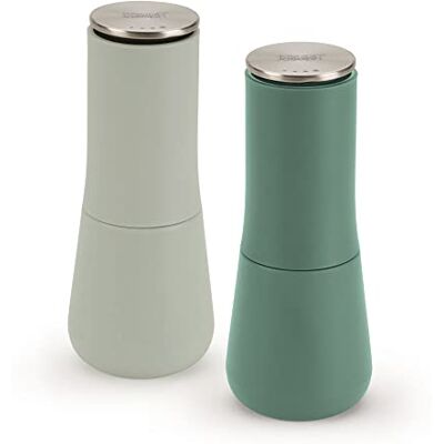 Joseph Joseph Milltop Set macina sale e pepe antigoccia ricaricabile con macinatura in ceramica, verde salvia Joseph Joseph Milltop Set macina sale e pepe antigoccia ricaricabile con macinatura in ceramica, verde salvia