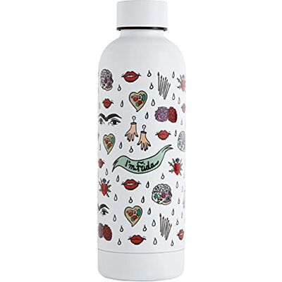 ART design24 Borraccia Termica I'm Frida Pattern, Colore Bianco, Bottiglia termica 500 ml Acciaio Inox, 6.5 x 23 cm, Leggera, Thermos bevande calde e Borraccia refrigerante, Design Essenziale ART design24 Borraccia Termica I'm Frida Pattern, Colore Bianco, Bottiglia termica 500 ml Acciaio Inox, 6.5 x 23 cm, Leggera, Thermos bevande calde e Borraccia refrigerante, Design Essenziale