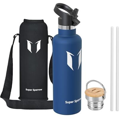 Super Sparrow Borraccia in acciaio inossidabile - 350ml / 500ml / 620ml / 750ml / 1L - Bottiglia in metallo isolata sottovuoto - Bocca standard - Senza BPA Super Sparrow Borraccia in acciaio inossidabile - 350ml / 500ml / 620ml / 750ml / 1L - Bottiglia in metallo isolata sottovuoto - Bocca standard - Senza BPA