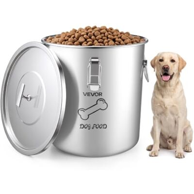 VEVOR Contenitore in Acciaio Inox per Cibo Secco per Cane 20 Litri 8 kg con Coperchio Ermetico, Manico Doppio, Dispenser per Cibo per Gatto, Riso, Farina, Mais, Cereali, Alimenti Secchi, da Cucina VEVOR Contenitore in Acciaio Inox per Cibo Secco per Cane 20 Litri 8 kg con Coperchio Ermetico, Manico Doppio, Dispenser per Cibo per Gatto, Riso, Farina, Mais, Cereali, Alimenti Secchi, da Cucina