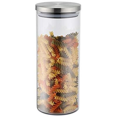 Weis Barattolo in acciaio INOX e vetro borosilicato, 1200 ml, dimensioni: 10 x 10 x 23 cm, colore: Argento Weis Barattolo in acciaio INOX e vetro borosilicato, 1200 ml, dimensioni: 10 x 10 x 23 cm, colore: Argento