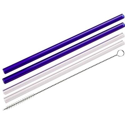 Fackelmann - Strohhalme Glas mit Bürste Eco - rosa - blu - drinking straws Fackelmann - Strohhalme Glas mit Bürste Eco - rosa - blu - drinking straws