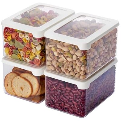 SmartStore Contenitori ermetici trasparenti per alimenti secchi con coperchio, 1,65 l, set di 4, senza BPA, lavabili in lavastoviglie, contenitori impilabili da SmartStore Contenitori ermetici trasparenti per alimenti secchi con coperchio, 1,65 l, set di 4, senza BPA, lavabili in lavastoviglie, contenitori impilabili da