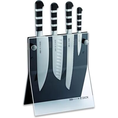 Dick F. Ceppo "4 knives" 5 pezzi 1905 (coltello per cuoco, coltello Santoku, coltello per pane, spelucchino) Dick F. Ceppo "4 knives" 5 pezzi 1905 (coltello per cuoco, coltello Santoku, coltello per pane, spelucchino)