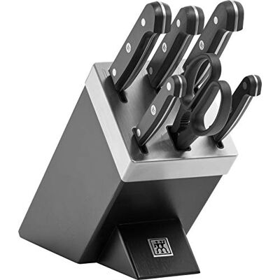 ZWILLING Gourmet ceppo coltelli da cucina autoaffilante 7 pezzi, acciaio speciale inox, nero, Made in Germany ZWILLING Gourmet ceppo coltelli da cucina autoaffilante 7 pezzi, acciaio speciale inox, nero, Made in Germany
