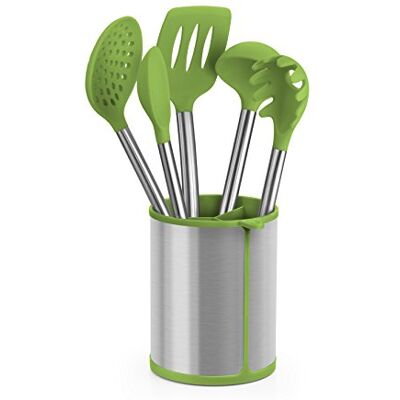 BRA Prior Set di 5 Utensili di Cucina e carrusel Compuesto Adatti per il Contatto con glgli alimenti, Acciaio inossidabile, Verde, 14.5x15x37.5 cm BRA Prior Set di 5 Utensili di Cucina e carrusel Compuesto Adatti per il Contatto con glgli alimenti, Acciaio inossidabile, Verde, 14.5x15x37.5 cm