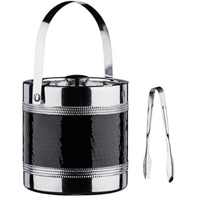 PREMIER Housewares Secchiello per Il Ghiaccio, Acciaio Inox, Banda Effetto Martellato, Nero PREMIER Housewares Secchiello per Il Ghiaccio, Acciaio Inox, Banda Effetto Martellato, Nero