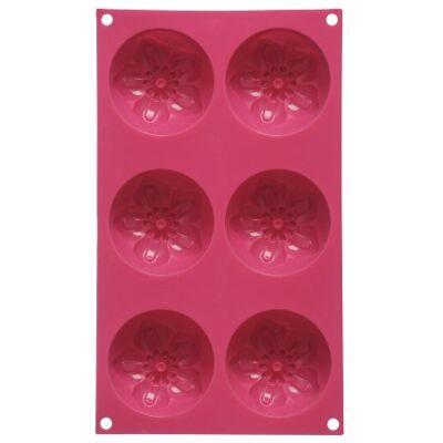 PREMIER Housewares Stampo per 6 Dolci a Forma di Fiore in Silicone, Fucsia PREMIER Housewares Stampo per 6 Dolci a Forma di Fiore in Silicone, Fucsia
