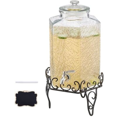 VEVOR Distributore di Bevande, 1 Pezzo da 10 L, Contenitore di Succhi in Vetro con Supporto in Metallo, Rubinetto in Acciaio Inox, Infusore, Distributore di Tè Freddo, Limonata, per Feste VEVOR Distributore di Bevande, 1 Pezzo da 10 L, Contenitore di Succhi in Vetro con Supporto in Metallo, Rubinetto in Acciaio Inox, Infusore, Distributore di Tè Freddo, Limonata, per Feste