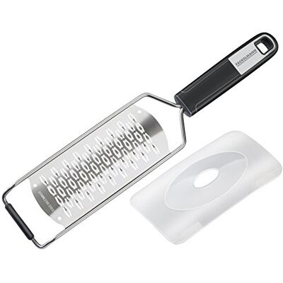 Fackelmann Grattugia manuale a 2 vie, 30 cm, SENSE con superficie affilata a 2 vie, pialla con impugnatura morbida antiscivolo, con protezione lama (colore: argento/nero), quantità: 1 pezzo Fackelmann Grattugia manuale a 2 vie, 30 cm, SENSE con superficie affilata a 2 vie, pialla con impugnatura morbida antiscivolo, con protezione lama (colore: argento/nero), quantità: 1 pezzo