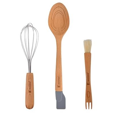 BERGNER Genius Game 3 Battutto e utensili da Squeakidor cucchiaio solido con misure Burler Brush Prodotto in silicone e Haya Wood senza BPA Antyting BERGNER Genius Game 3 Battutto e utensili da Squeakidor cucchiaio solido con misure Burler Brush Prodotto in silicone e Haya Wood senza BPA Antyting