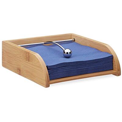Relaxdays Portatovaglioli in Bambù, per Salviette da 33x33 cm, con Ferma Tovaglioli, Piatto, da Tavola, Legno Naturale Relaxdays Portatovaglioli in Bambù, per Salviette da 33x33 cm, con Ferma Tovaglioli, Piatto, da Tavola, Legno Naturale