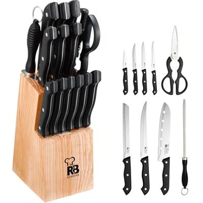 RB RENBERG RENBERG Tenessy Coltelli da Cucina Set Completo di 15 Pezzi con Ceppo di Legno Perfetti per Tagliare Ogni Ingrediente Cucina Professionale Fabbricati in Acciaio Inox RB RENBERG RENBERG Tenessy Coltelli da Cucina Set Completo di 15 Pezzi con Ceppo di Legno Perfetti per Tagliare Ogni Ingrediente Cucina Professionale Fabbricati in Acciaio Inox