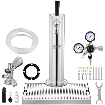 VEVOR Kit Distributore di Birra, Kit Conversione Birra Rubinetto Singolo, Dispensatore Torre Birra in Acciaio Inossidabile con Regolatore Doppio Calibro, Vassoio Gocciolamento Birra per Feste a Casa VEVOR Kit Distributore di Birra, Kit Conversione Birra Rubinetto Singolo, Dispensatore Torre Birra in Acciaio Inossidabile con Regolatore Doppio Calibro, Vassoio Gocciolamento Birra per Feste a Casa