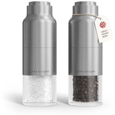 LARS NYSØM Set di Macina Sale e Pepe Set Macinasale e Macinapepe Manuale Set di Macinini per Sale e Pepe in Acciaio Inox con Macina Regolabile Macinino per Pepe e Sale Manuale Bottiglia Design LARS NYSØM Set di Macina Sale e Pepe Set Macinasale e Macinapepe Manuale Set di Macinini per Sale e Pepe in Acciaio Inox con Macina Regolabile Macinino per Pepe e Sale Manuale Bottiglia Design