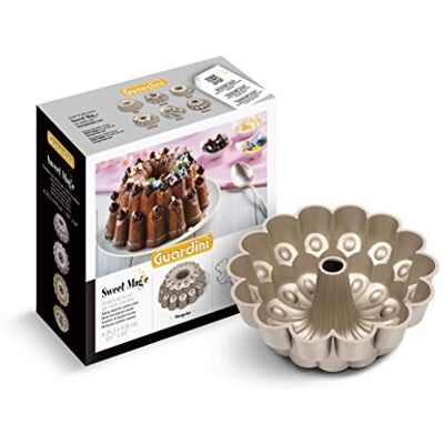 Guardini , Stampo per torte Marquise Ø 24,5 cm, Alluminio pressofuso, Champagne e Bronzo, Linea Sweet Magic Guardini , Stampo per torte Marquise Ø 24,5 cm, Alluminio pressofuso, Champagne e Bronzo, Linea Sweet Magic