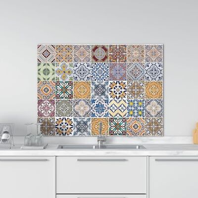 Generic - AZULEJOS - Alluminio - 84x60 cm - Pannello parasprizzi Generic - AZULEJOS - Alluminio - 84x60 cm - Pannello parasprizzi