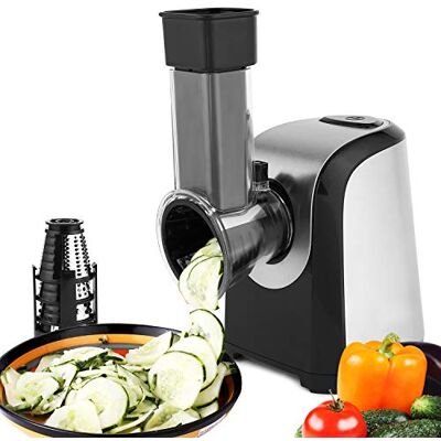 COOCHEER Grattugia elettrica, affettaverdure e frutta elettrica, 150 W, con 4 accessori e tubo di alimentazione grande, per verdure e frutta, senza BPA COOCHEER Grattugia elettrica, affettaverdure e frutta elettrica, 150 W, con 4 accessori e tubo di alimentazione grande, per verdure e frutta, senza BPA