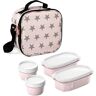 TATAY Urban Food Casual, Borsa Termica Porta Pranzo, 3L Capacità, con 4 Contenitori Alimentari, 2 x 0.5 L, 2 x 0.2 L, senza BPA, Rosa (con Stelle), 22.5 x 10 x 22 cm