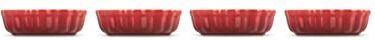 Le Creuset Set 4 tortiere mono porzione Tradition in gres vetrificato, 200 ml, diameter 11 cm, 4 Pezzi, Rotondo, Ciliegia,