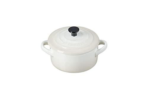 LE CREUSET Mini cocotte rotonda in gres vetrificato, 250 ml, diameter 10 cm, Bianco (Meringue),