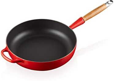 LE CREUSET Padella Evolution con manico in legno in ghisa vetrificata, diameter 28 cm, Ciliegia,