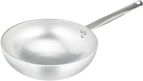 Pentole Agnelli ALMR1111W28 Wok Radiante con Fondo Svasato, Alluminio, Argento, 28 cm