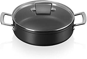 LE CREUSET Sauté in alluminio antiaderente con coperchio vetro, diameter 30 cm, Nero, 51113300010500