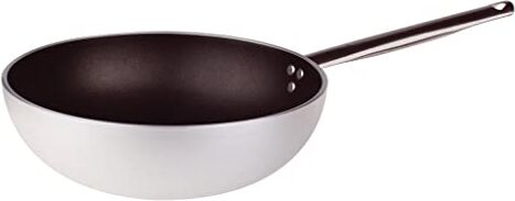 Pentole Agnelli ALSA2111WS32 Wok con Fondo Svasato, Alluminio, Argento, 32 cm