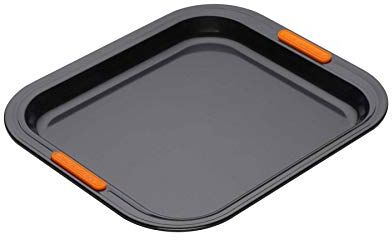 LE CREUSET Teglia per Biscotti, Bordo Alto, 31 x 28 cm, Resistente alle Sostanze Acide, Finitura in Acciaio al Carbonio, Antracite,Arancio,